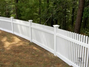Valla de estacas de vinilo de PVC blanco FM-404 para patio trasero, jardín y casas