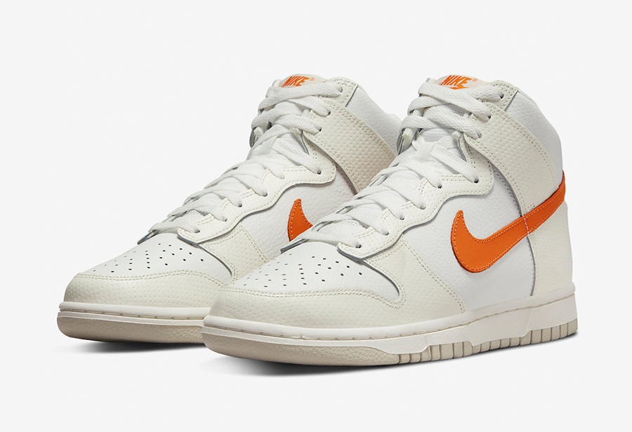 Fresh and energetic rice white orange hook! Brand new Dunk Hi official image exposure!