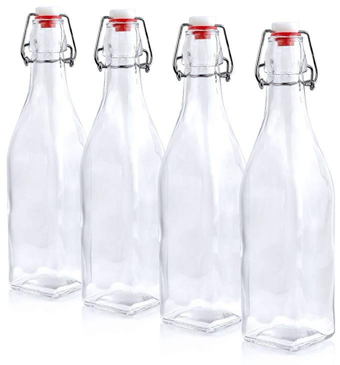 500ML 16oz Square Swing Top Easy Cap Glass Beer Bottles