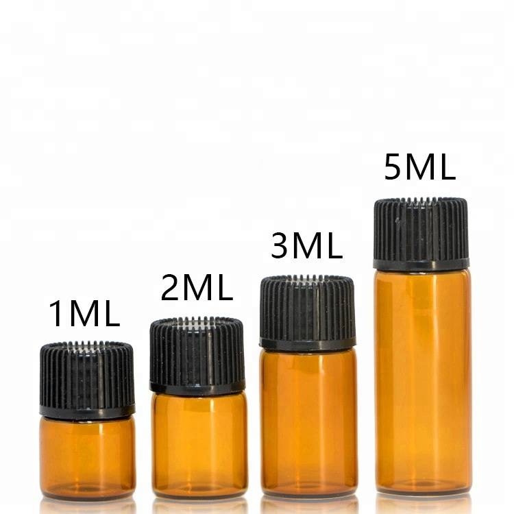 Hot sale round shape amber mini 1ml-5ml glass ball bottle for essential oil,lip gloss roll on
