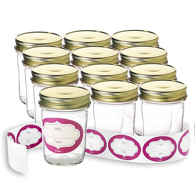 8 ounce with gold lid glass pickles jar