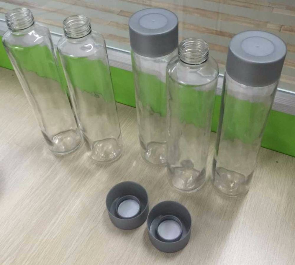 800ml cylinder glass mineral water bottle beverage glass bottle with silver cap