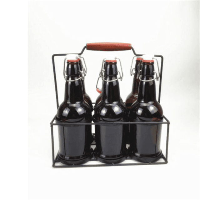 Glass Beer Bottle with Metal Basket