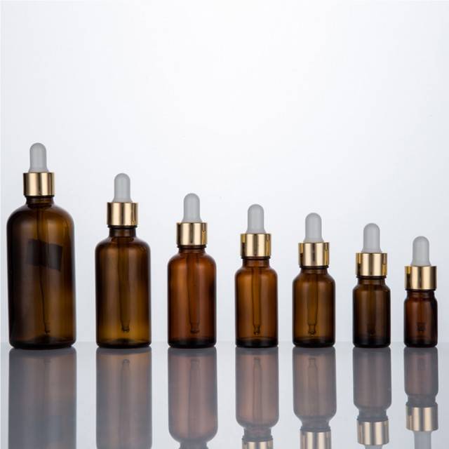 1ml -100 ml  series of amber glass essential oil bottle with dropper lid packing