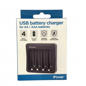 USB rau C 4 Slots rechargeable roj teeb charger Rau AA AAA Ni-mh thiab Nicd