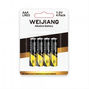 Industrielle alkaliske batterier LR03, AAA, pakke med 4