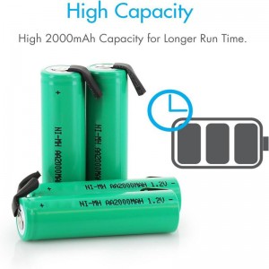 Batería recargable NiMH AA 1,2 V 2000 mAh para afeitadoras y recortadoras