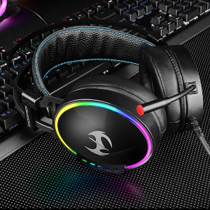 Wired Gaming Headset Wholesale Dynamic RGB Light Over-Ear Wired PC Headset|Wellyp
