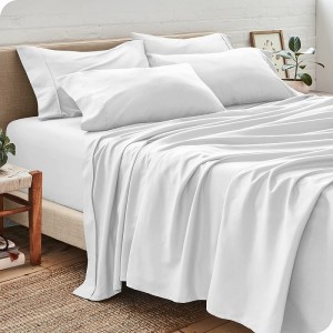 White Hotel Luxury Bed Sheets Set 4 Piece Ultra Soft  Deep Pockets  Easy Fit  Cooling & Breathable Sheet Wrinkle Resistant Cozy