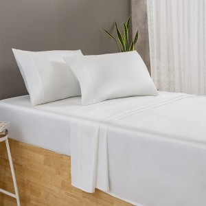 100% Cotton Sheets Hotel White Sateen Weave Bed Sheets 4 Pc Solid Bed Set Fits 16 Inch Deep Pocket