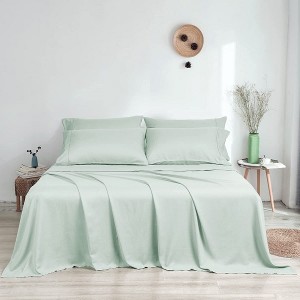 60*80 Inch Queen Size Smooth Bed Sheets Set Breathable Cooling Bamboo 1800 Thread Count 16 Inch Deep Pockets
