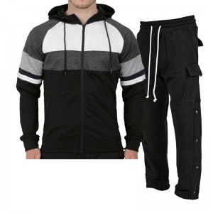 Men Hoodie Tracksuit Slim Fit Sweatsuit Outdoor Pullover Two Piece Set Thick Heavy Custom Factory