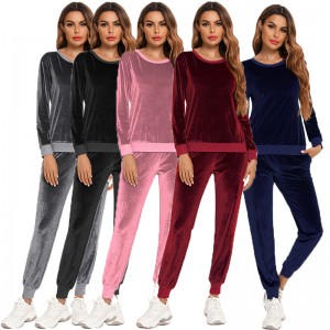 Track Suit For Women Sport Pullover Set 2 Pieces Jogging Pants Outfit Velour Wholesale OEM