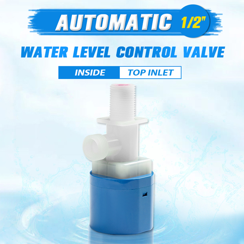 Válvula de flotador para tanque de auga automática de plástico de 1/2 polgada Válvula de control de nivel de auga para estanque