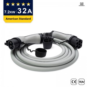 Cablu EV (32A monofazat 7,2KW) Cablu prelungitor tip 1 mamă la tip 2 masculin (16 ft/5 m)