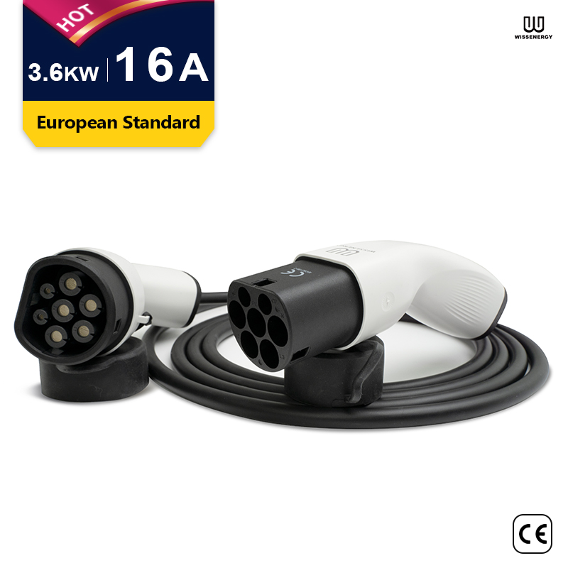 MS001 Cablu EV/Cablu de încărcare/Monofazat 16A/3,6KW/Cablu prelungitor tip 2 la tip 2 Imagine prezentată