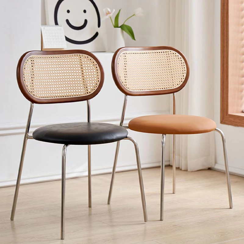Modern Luxury Rattan Weaving Dining Room Chair Living Room Cosmetic Stool
