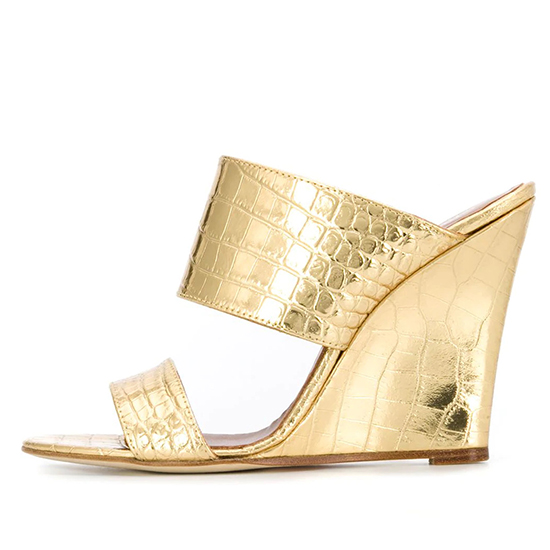 2022 Spring large size fashion sexy wedge sandals golden wedge sandals