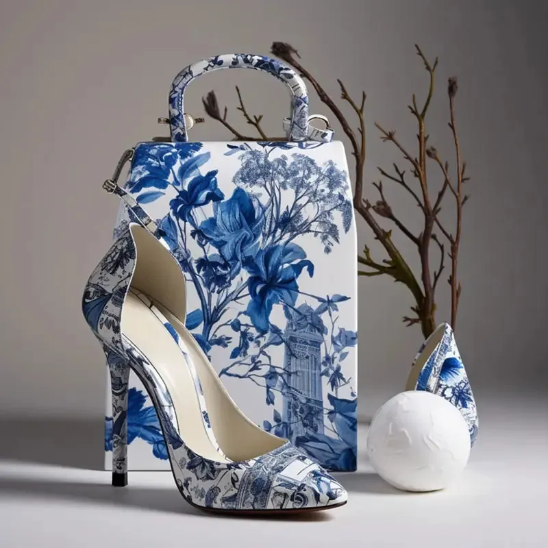 Celadon Print Design ფეხსაცმლისა და ჩანთების ნაკრები