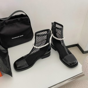 Massive Selection for Soccer Sneakers -
 Leather personality pearl low-top net boots – Xinzi Rain