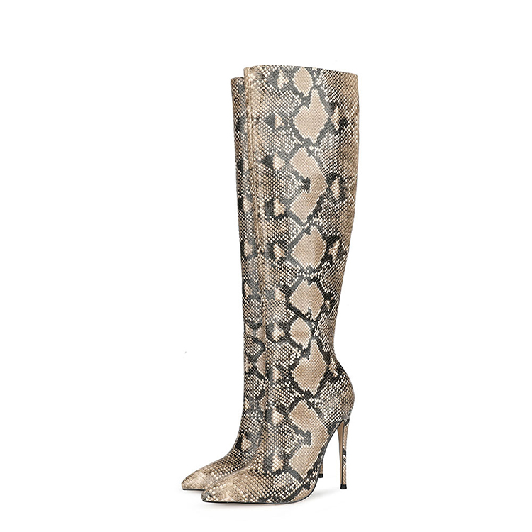 snake print women leather boots wholesale