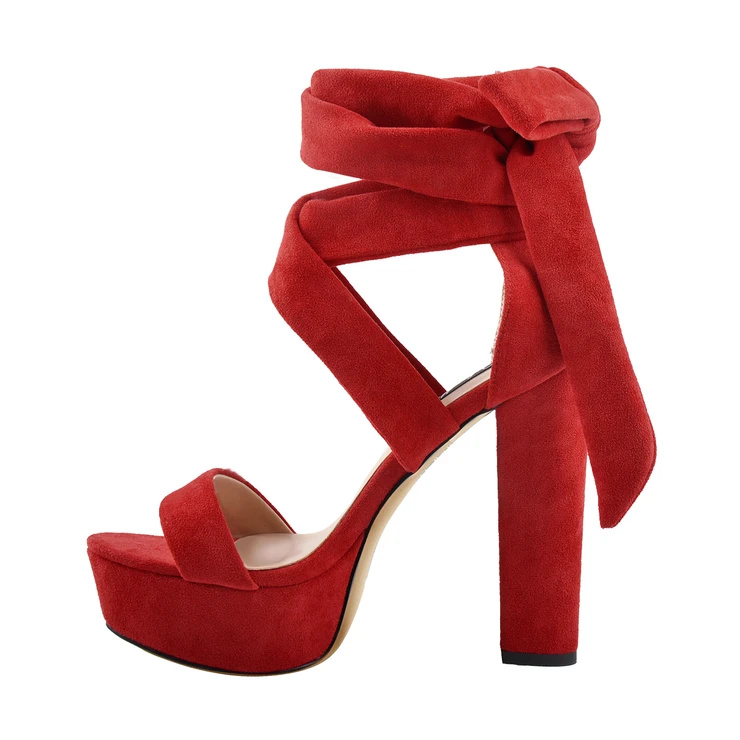 comfort red women sandals with platform