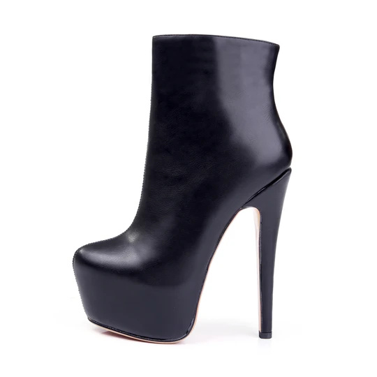 Rounded Toe Platform Stiletto High Heel Ankle Boots