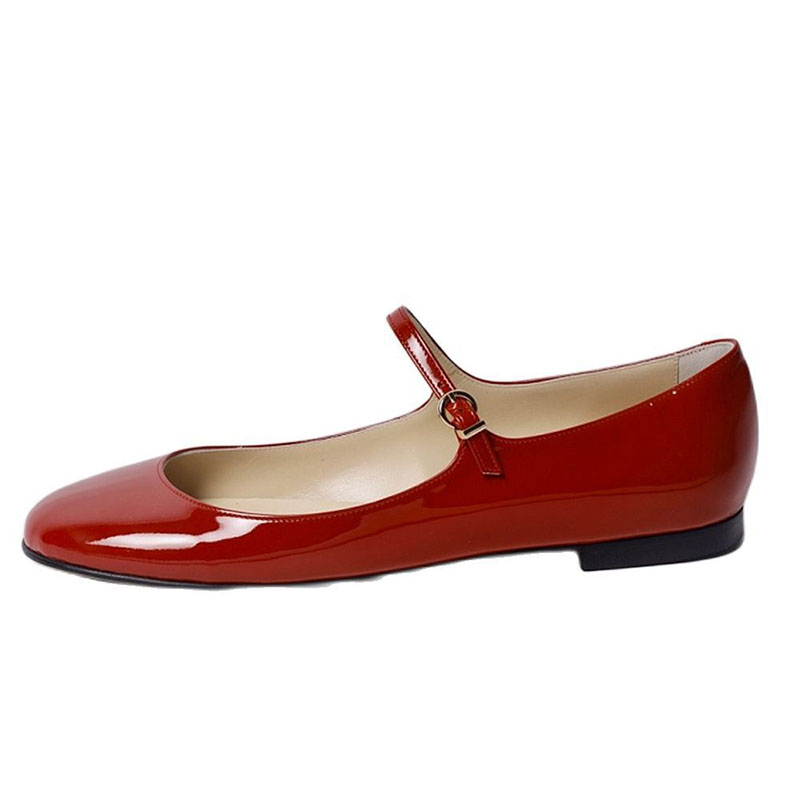 Yuvarlak burun Mary Jane düz bale ayakkabısı özel renk ve logo