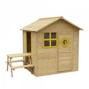 Kids Wooden Playhouse With Table And Bench
