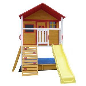 Competitive Price for Outdoor Wood Swing Set - Wooden Kids Cubby House With Yellow Slide – GHS