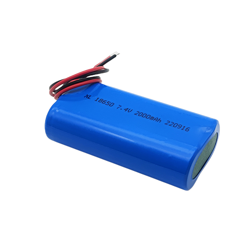 Baterai lithium silinder 7.4V, 18650 2000mAh