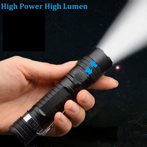 Топла продажба на факели за полнење, прилагодено ласерско лого од алуминиумски LED фенерче Мини џебно LED факел за планинарење во кампување