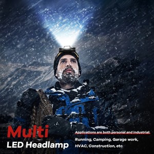 Բացօթյա երկարատև աշխատանքային անջրանցիկ լուսարձակ՝ լուսադիոդով Camping Mining Head Lamp Fishing վերալիցքավորվող LED լուսարձակով: