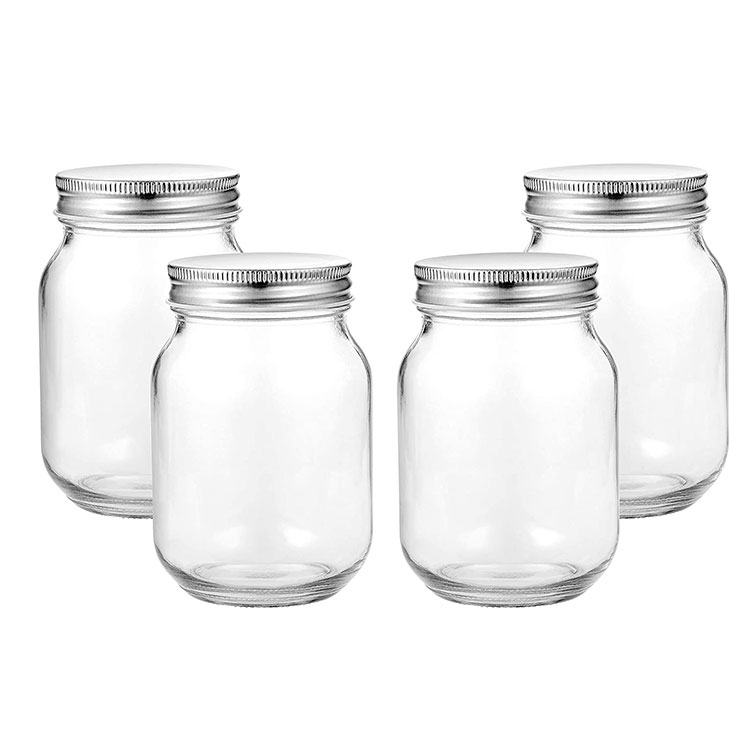 clear 16 oz wide mouth mason jars with metal lid glass canning jar for Preserving Meal Prep Overnight Oats Jam Jelly Spice Salads Yogurt Sauces Wedding Favors