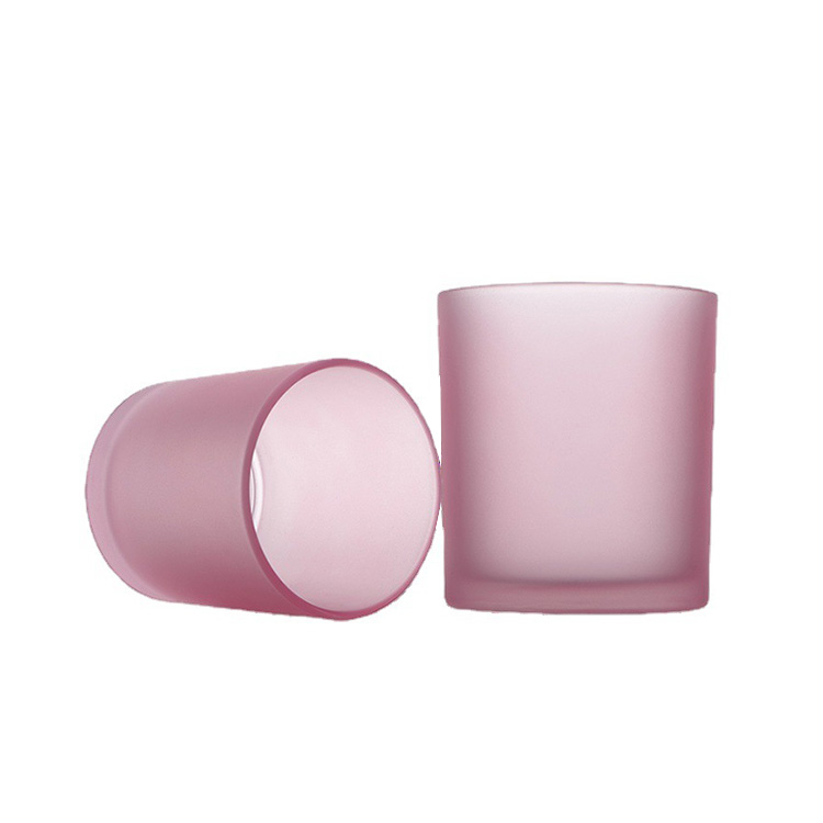 7oz empty pink frosted glass candle containers for scented candle