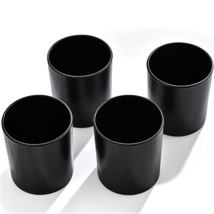 Empty luxury 200ml 300ml 400ml 7oz 14oz matte black Glass Candle Jar Vessel Container Cup for Soy Candle Making