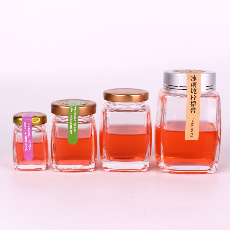 Small Hexagon Glass Jars, Candy Jars With Lids