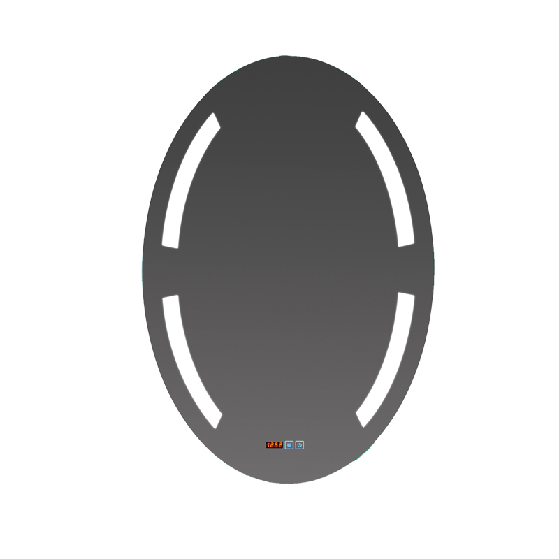 Bathroom LED Mirror With PET Defogger And Digital Clock Temperature Display Show Function