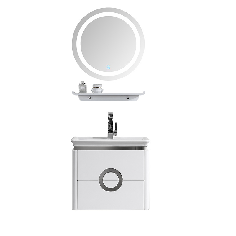 Small Modern PVC Bathroom Cabinet With LED Mirror