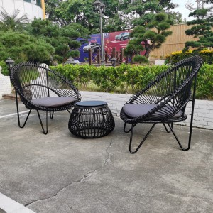 Balcony Patio Bistro Set, Outdoor Patio Table and Chais Seating Set, PE Rattan