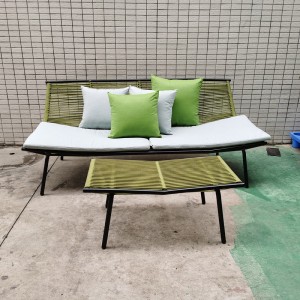 Loveseat sofa i havemøbelsæt Udendørs aluminiums samtalesæt til indendørs haveterrassedæk