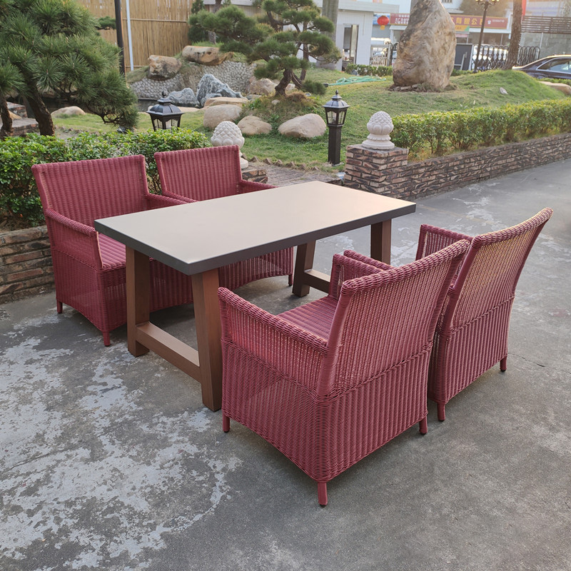 Conjunto de jantar para pátio com madeira de acácia com acabamento a óleo, cadeiras modernas para móveis ao ar livre