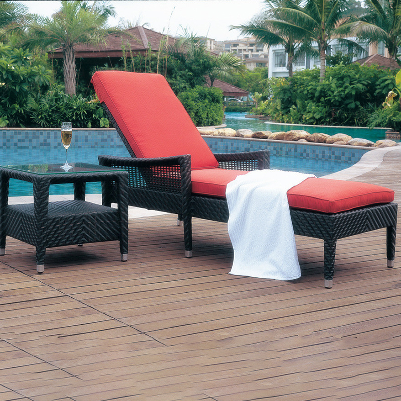 Poltrona da giardino in rattan per esterni, schienale regolabile per sedia reclinabile in vimini