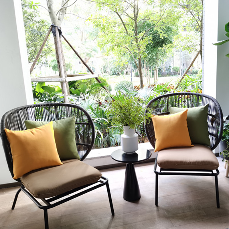 סט מרפסת ריהוט חיצוני כיסא נצרים כסאות פטיו לחצר האחורית, המרפסת והגינה תמונה מוצגת