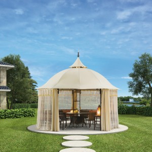 Tenda Gazebo untuk Patio Outdoor Canopy Shelter dengan Tirai Sudut Elegan