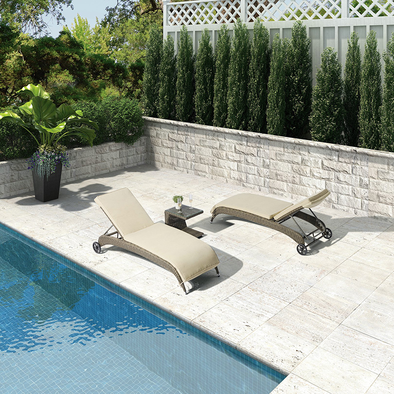 Patio Chaise Lounge Chairs Set Outdoor Poolside PE Rotan Reclining Chair