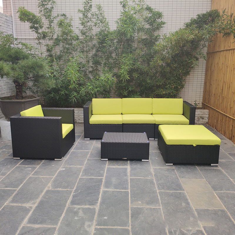 Set de mobilier de terasă, canapea secțională pentru exterior, set de conversație din răchită, canapea de exterior cu masă