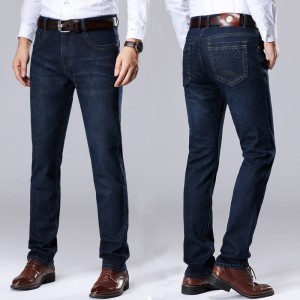 Jeans elásticos con vellón y grosor, versátiles para hombres jóvenes, jeans cálidos y delgados para hombres de invierno