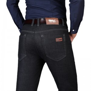 Zilamên Stretch jeans firotana fabrîqeya jeansên jeansên piçûk ên rasterast dişon