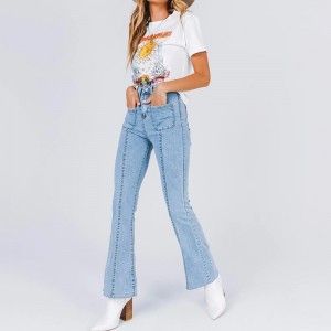 2022 European and American new style flared jeans stretch denim mid-waist slim slim denim trousers women